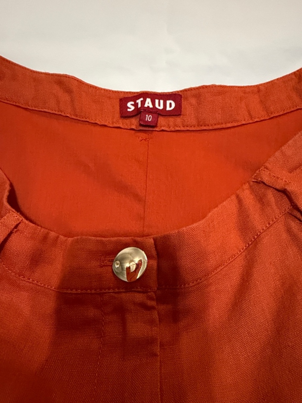 STAUD A-Line Maxi 100% Linen Skirt in Deep Orange 10 - Picture 3 of 8